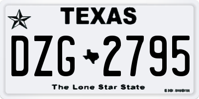 TX license plate DZG2795