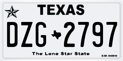 TX license plate DZG2797
