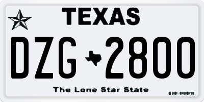 TX license plate DZG2800