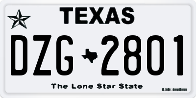TX license plate DZG2801