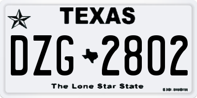 TX license plate DZG2802
