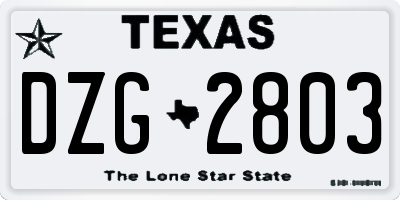 TX license plate DZG2803