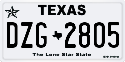 TX license plate DZG2805