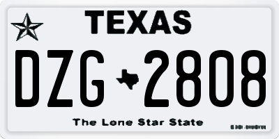 TX license plate DZG2808