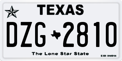 TX license plate DZG2810