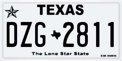 TX license plate DZG2811
