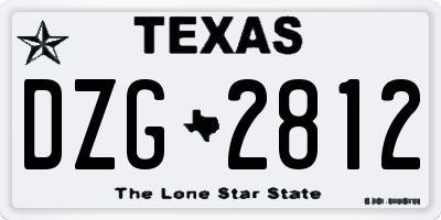 TX license plate DZG2812