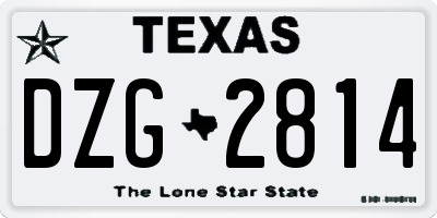 TX license plate DZG2814