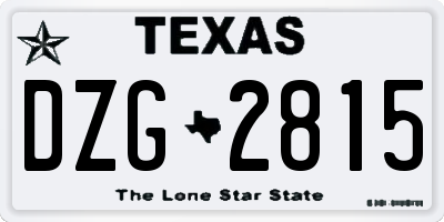 TX license plate DZG2815