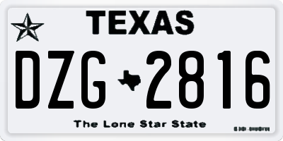 TX license plate DZG2816