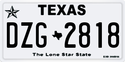 TX license plate DZG2818