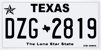 TX license plate DZG2819