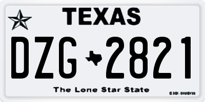TX license plate DZG2821