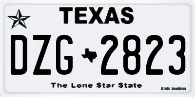 TX license plate DZG2823