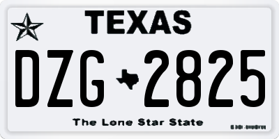 TX license plate DZG2825