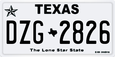 TX license plate DZG2826