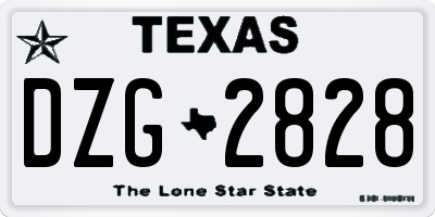 TX license plate DZG2828