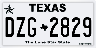TX license plate DZG2829