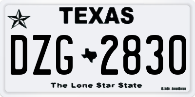 TX license plate DZG2830