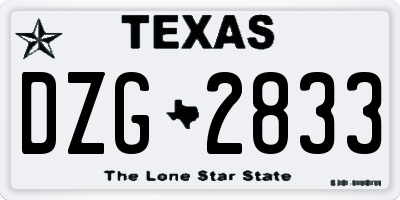 TX license plate DZG2833