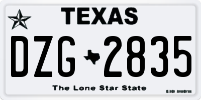 TX license plate DZG2835