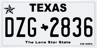 TX license plate DZG2836