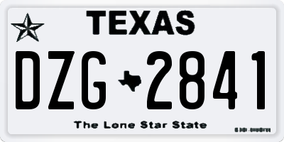 TX license plate DZG2841