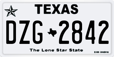 TX license plate DZG2842