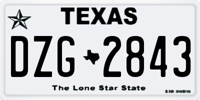 TX license plate DZG2843
