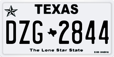 TX license plate DZG2844