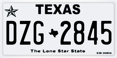 TX license plate DZG2845