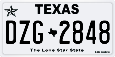 TX license plate DZG2848