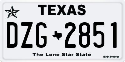 TX license plate DZG2851