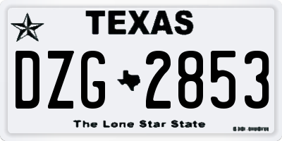 TX license plate DZG2853