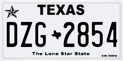 TX license plate DZG2854