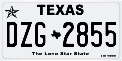 TX license plate DZG2855