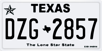 TX license plate DZG2857