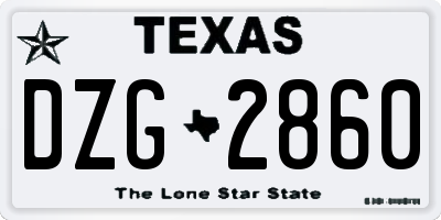 TX license plate DZG2860
