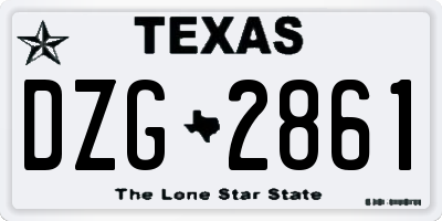 TX license plate DZG2861
