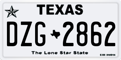 TX license plate DZG2862