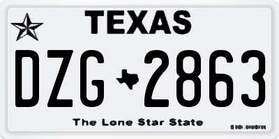 TX license plate DZG2863