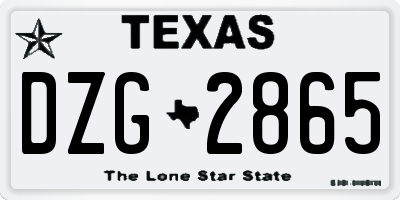 TX license plate DZG2865
