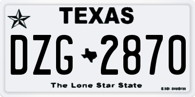 TX license plate DZG2870