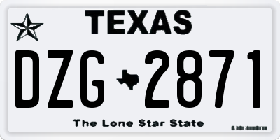 TX license plate DZG2871