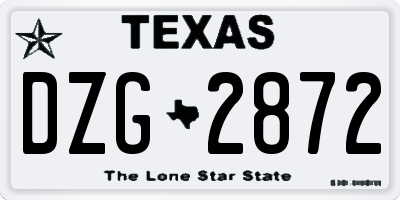 TX license plate DZG2872