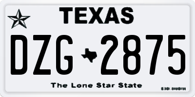 TX license plate DZG2875