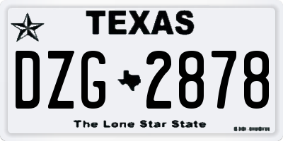 TX license plate DZG2878