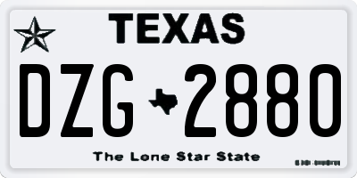 TX license plate DZG2880
