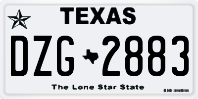 TX license plate DZG2883