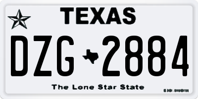 TX license plate DZG2884